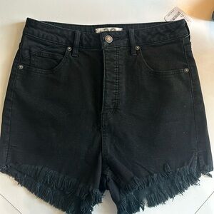 Free People High Rise Black Frayed Shorts